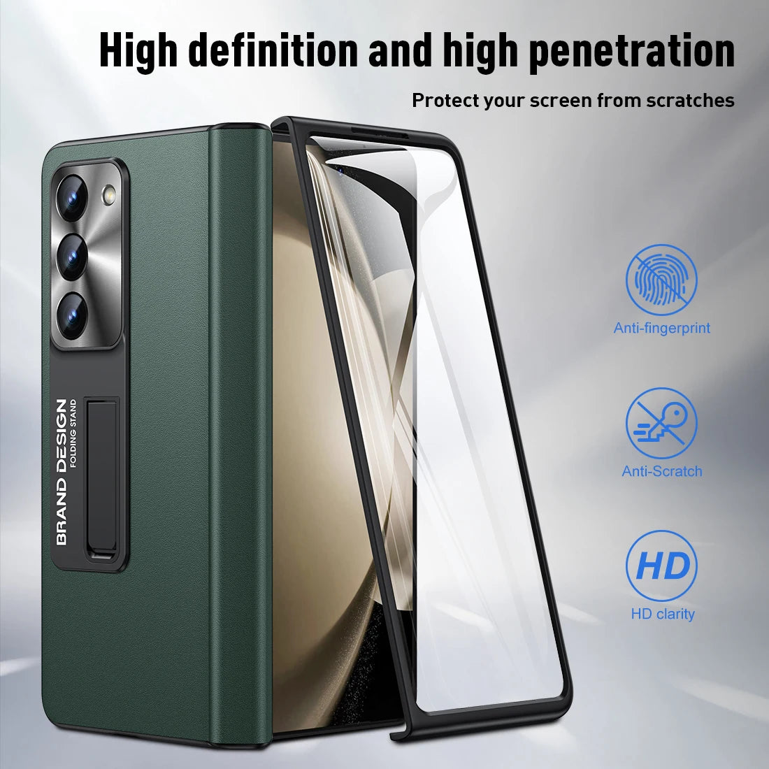 Shockproof Genuine Leather Magnetic Case for Galaxy Z Fold 5