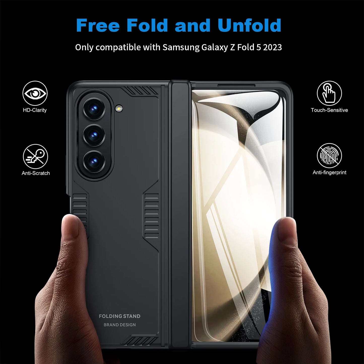 Shockproof Armor Case for Galaxy Z Fold 5 with Hidden Kickstand