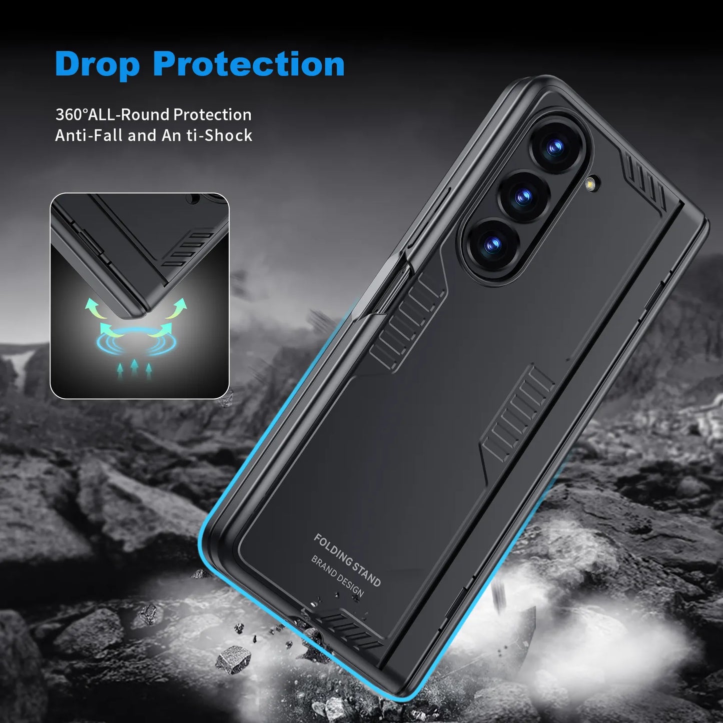 Shockproof Armor Case for Galaxy Z Fold 5 with Hidden Kickstand