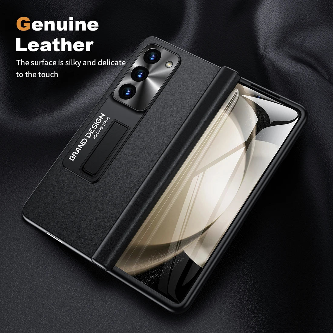 Shockproof Genuine Leather Magnetic Case for Galaxy Z Fold 5