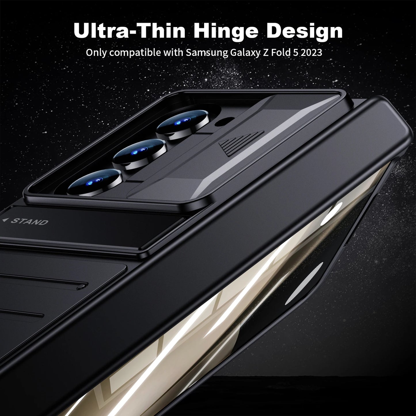 Slim Hinge Protection Case for Galaxy Z Fold 5 with Slide Camera Cover