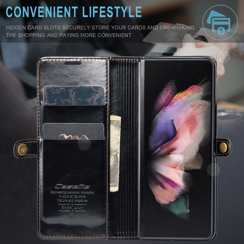 Luxury Leather Kickstand Wallet Case for Samsung Galaxy Z Fold 5