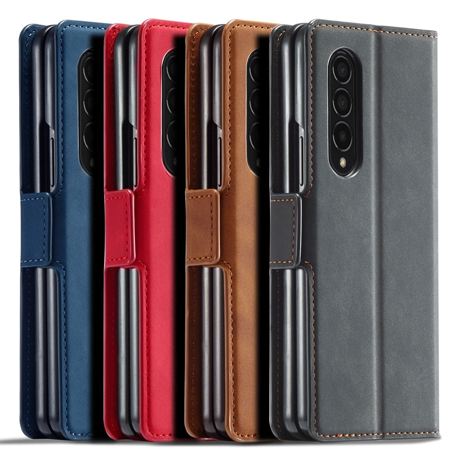 Magnetic Wallet Leather Business Case for Samsung Galaxy Z Fold 5