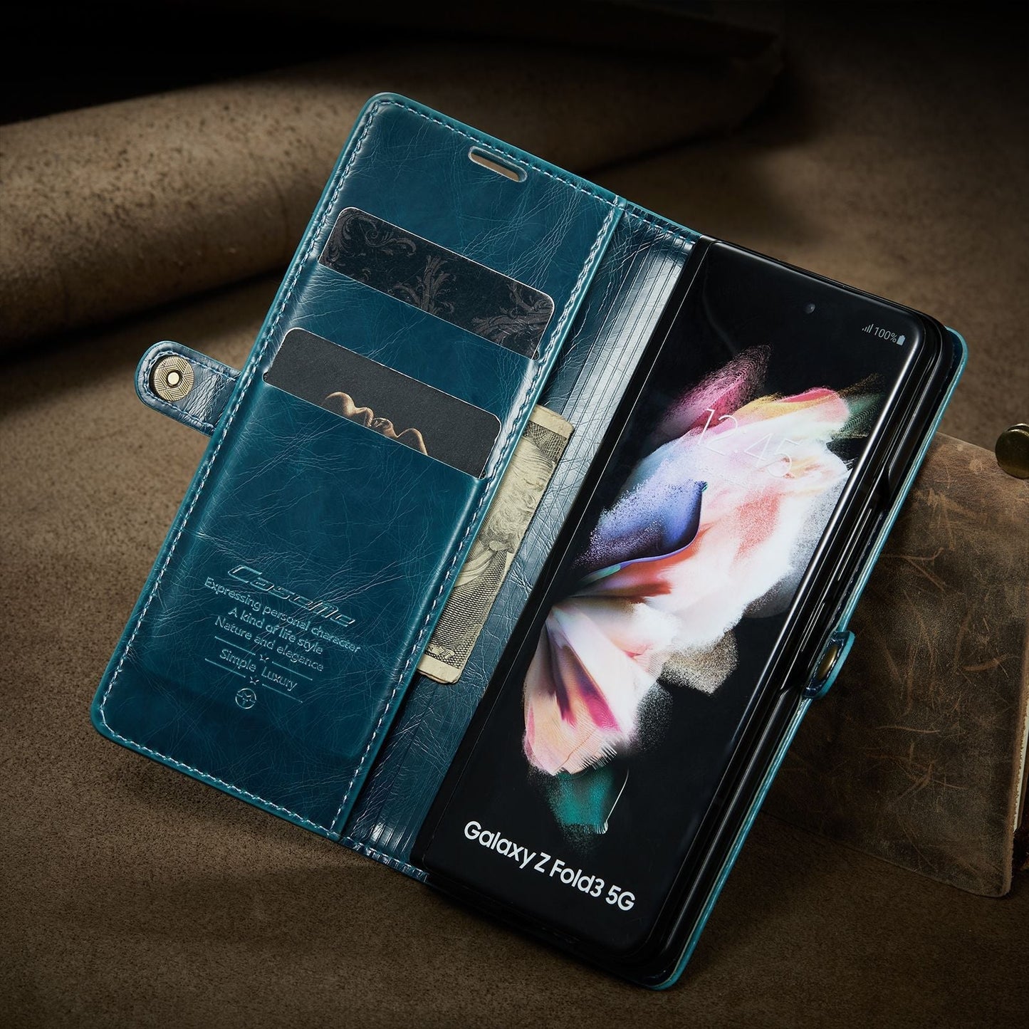 Luxury Leather Kickstand Wallet Case for Samsung Galaxy Z Fold 5