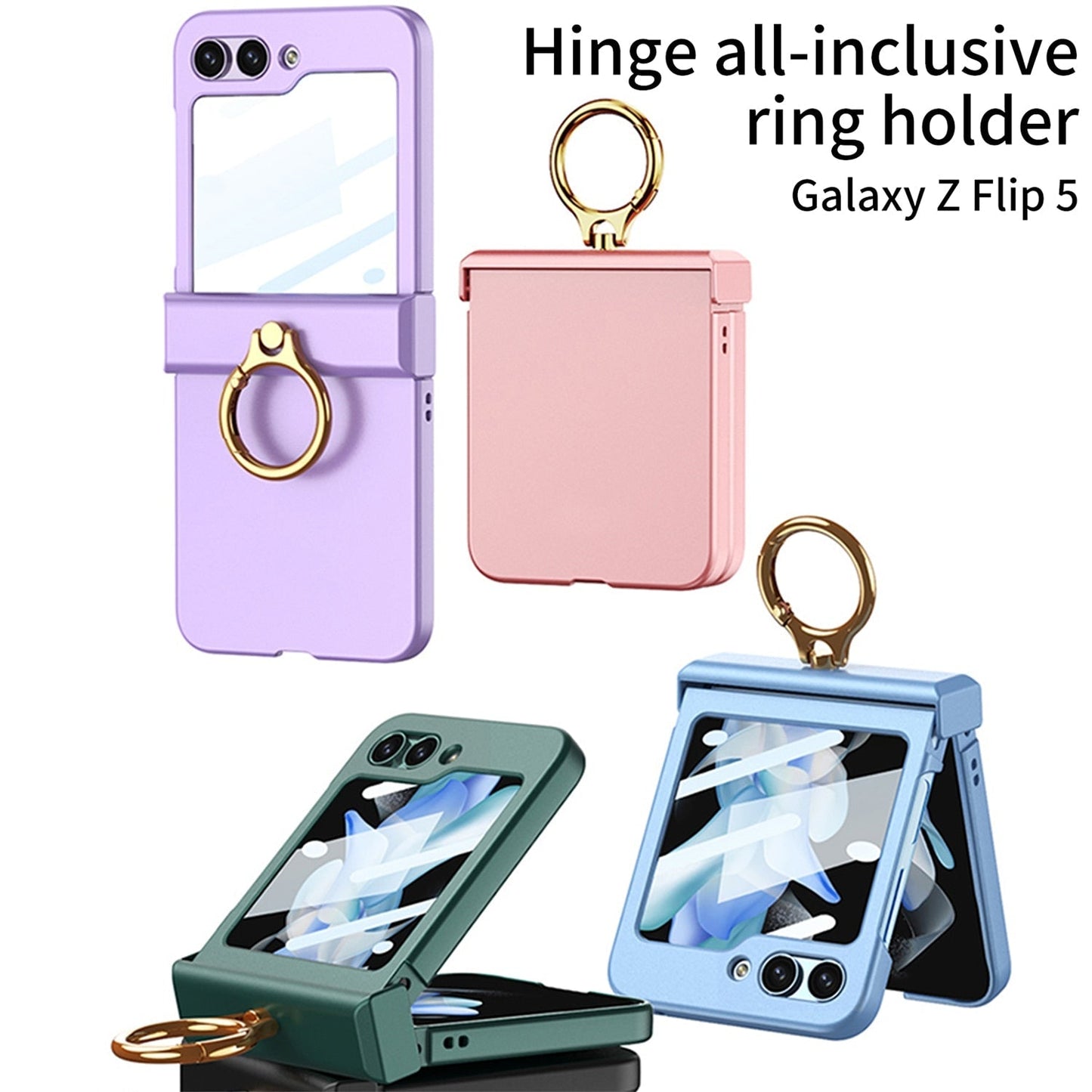 Ultra-Thin Matte Ring Bracket Case for Samsung Galaxy Z Flip 5