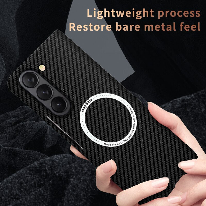 Magsafe Wireless Charging Carbon Fiber Texture Case for Samsung Galaxy Z Fold 5