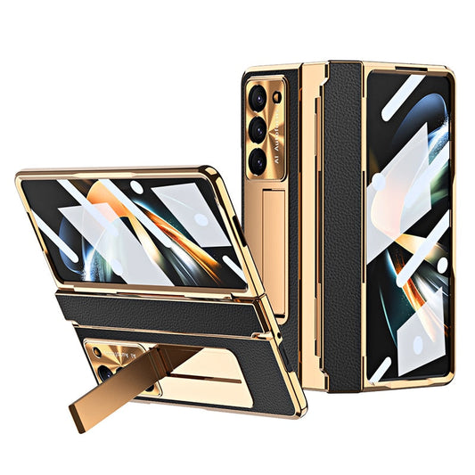 Plating Leather Texture Case for Samsung Galaxy Z Fold 5