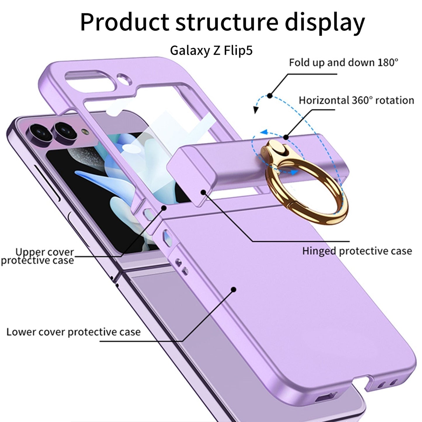 Ultra-Thin Matte Ring Bracket Case for Samsung Galaxy Z Flip 5