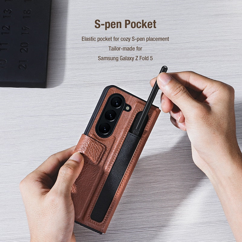 Luxury Leather Business Case for Samsung Galaxy Z Fold 5