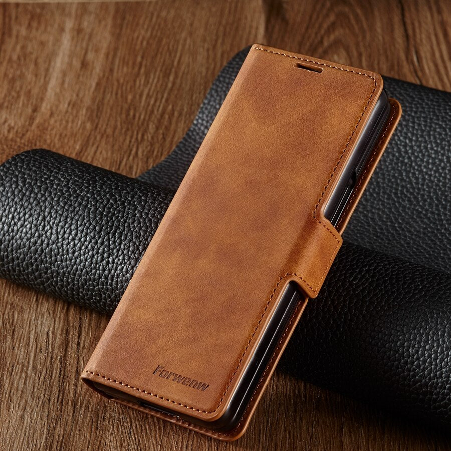 Magnetic Wallet Leather Business Case for Samsung Galaxy Z Fold 5