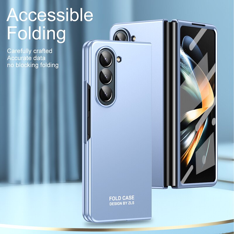 Electroplated PC Case with Pen Slot and Screen Protector For Samsung Galaxy Z Fold 5