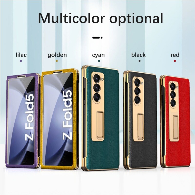 Genuine Leather Stand Flip Case for Samsung Galaxy Z Fold 5