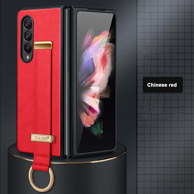 Slim Leather Case with Wristband & Kickstand for Samsung Galaxy Z Fold 5