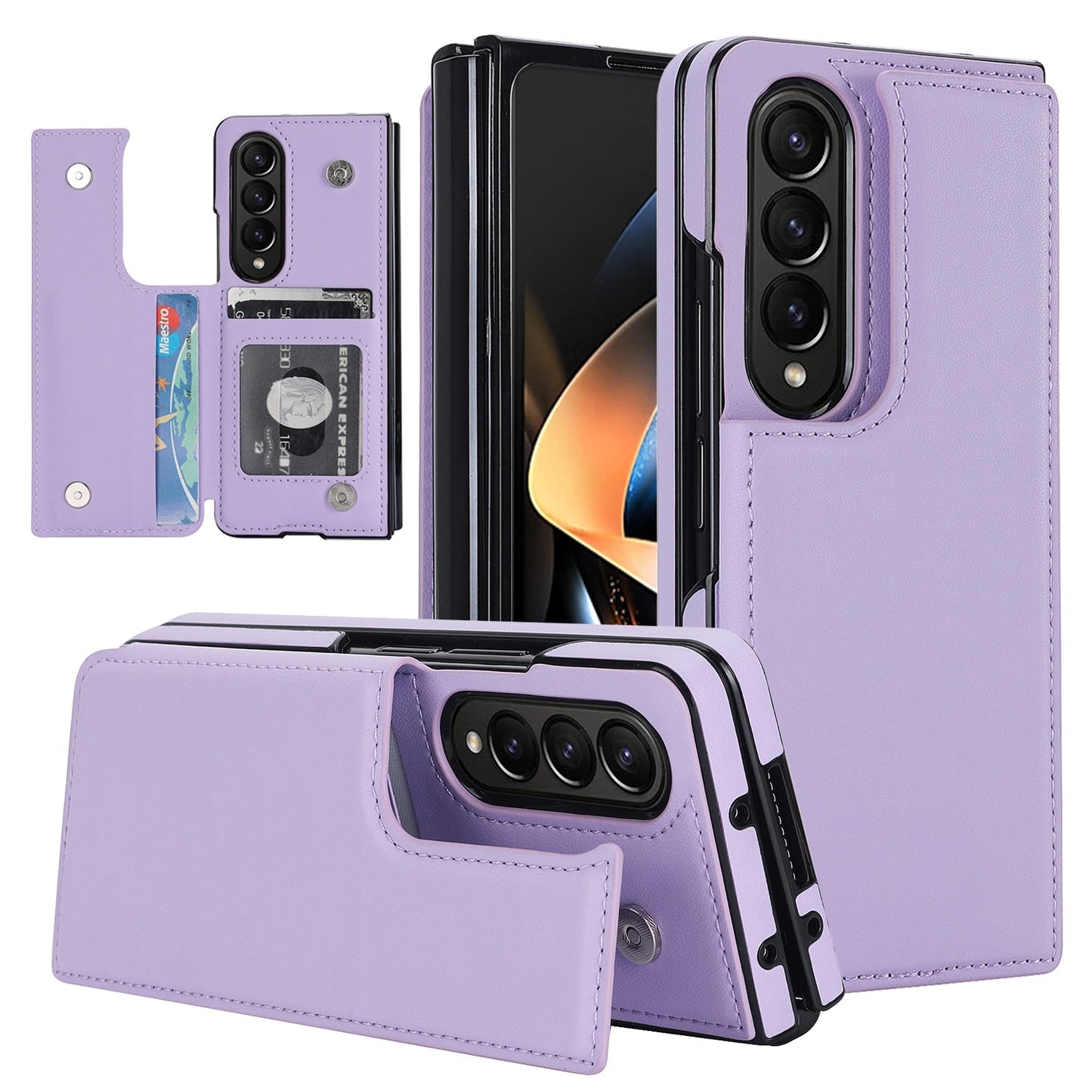 Double Magnetic Button Wallet Case for Samsung Galaxy Z Fold 5