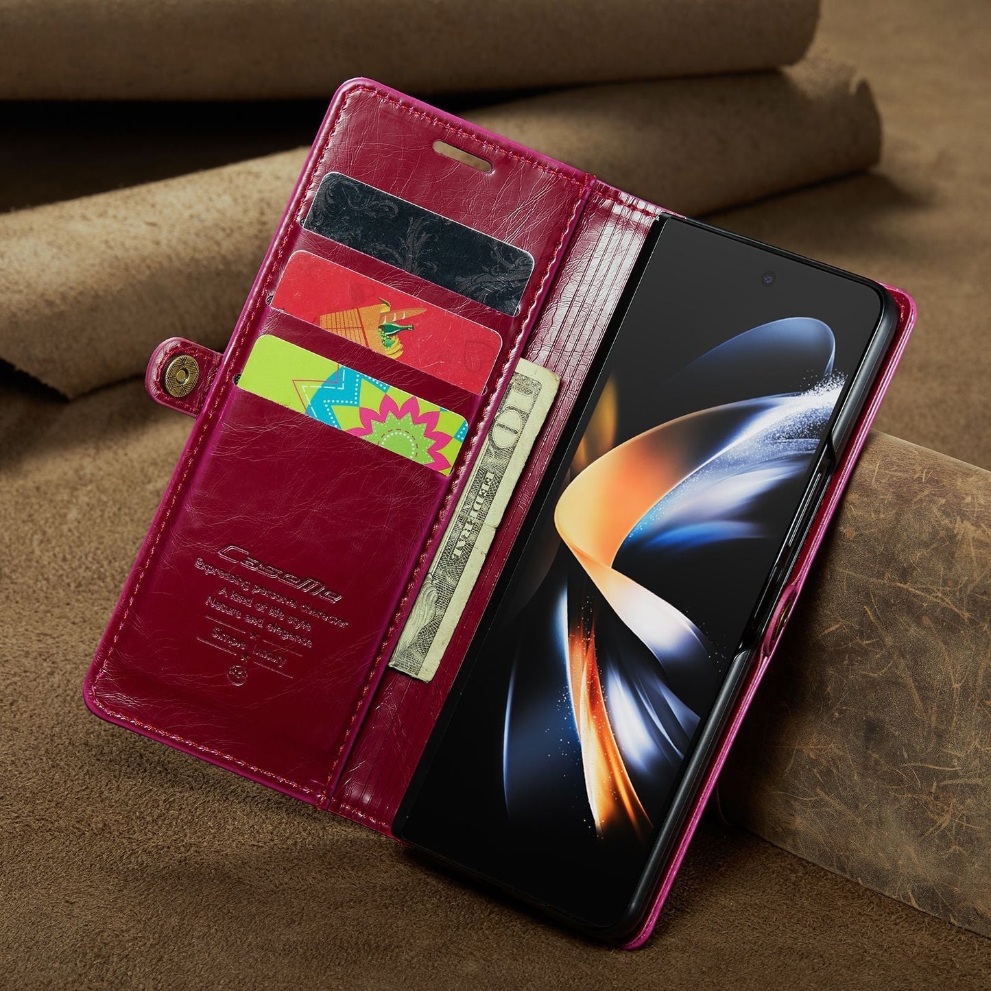 Luxury Leather Kickstand Wallet Case for Samsung Galaxy Z Fold 5