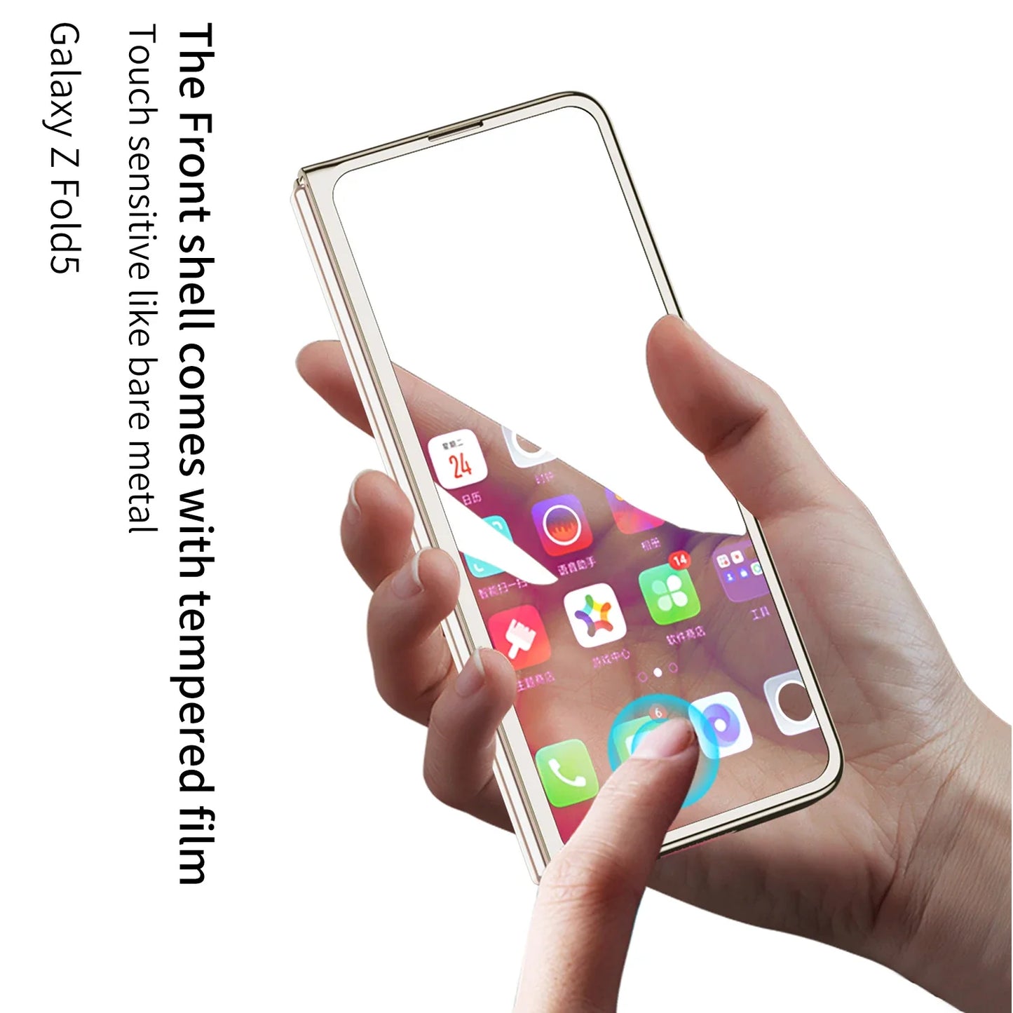 Luxury Plated Clear Case with S Pen Holder for Galaxy Z Fold 5