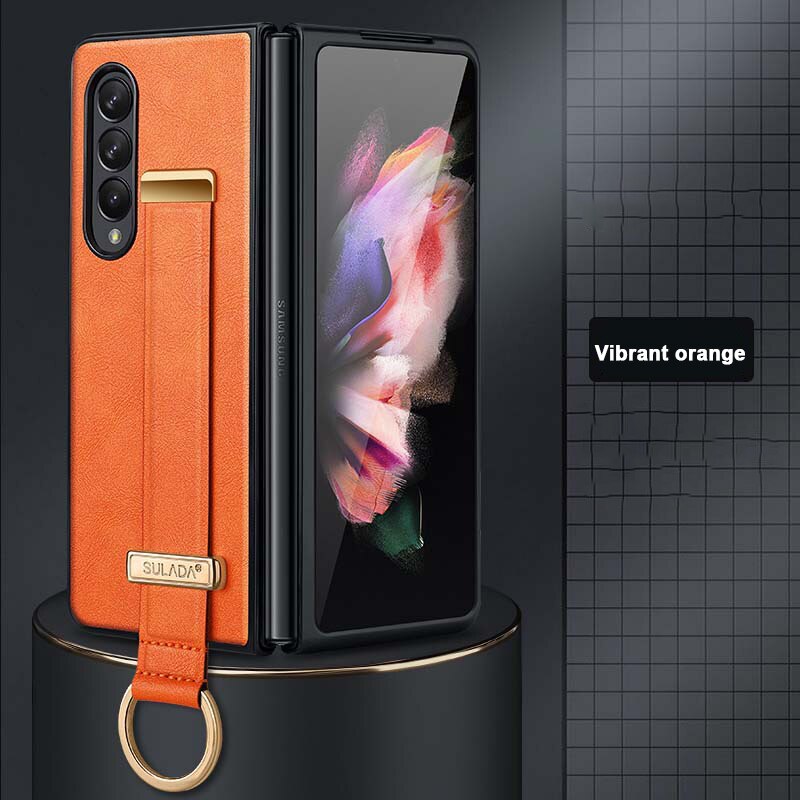 Slim Leather Case with Wristband & Kickstand for Samsung Galaxy Z Fold 5