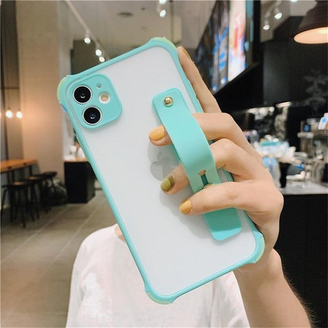 Luxury Matte Stand Holder Clear Phone Case