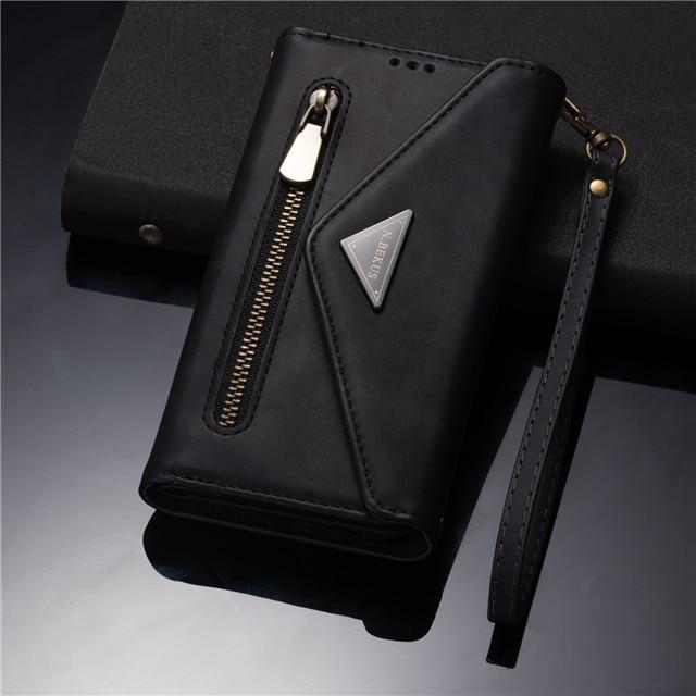 Zipper Leather Case Diagonal Wallet