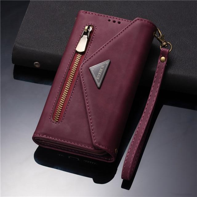 Zipper Leather Case Diagonal Wallet