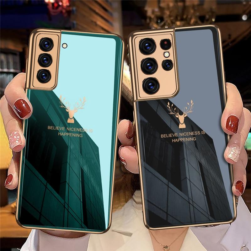 Deer Patterned Tempered Glass Case